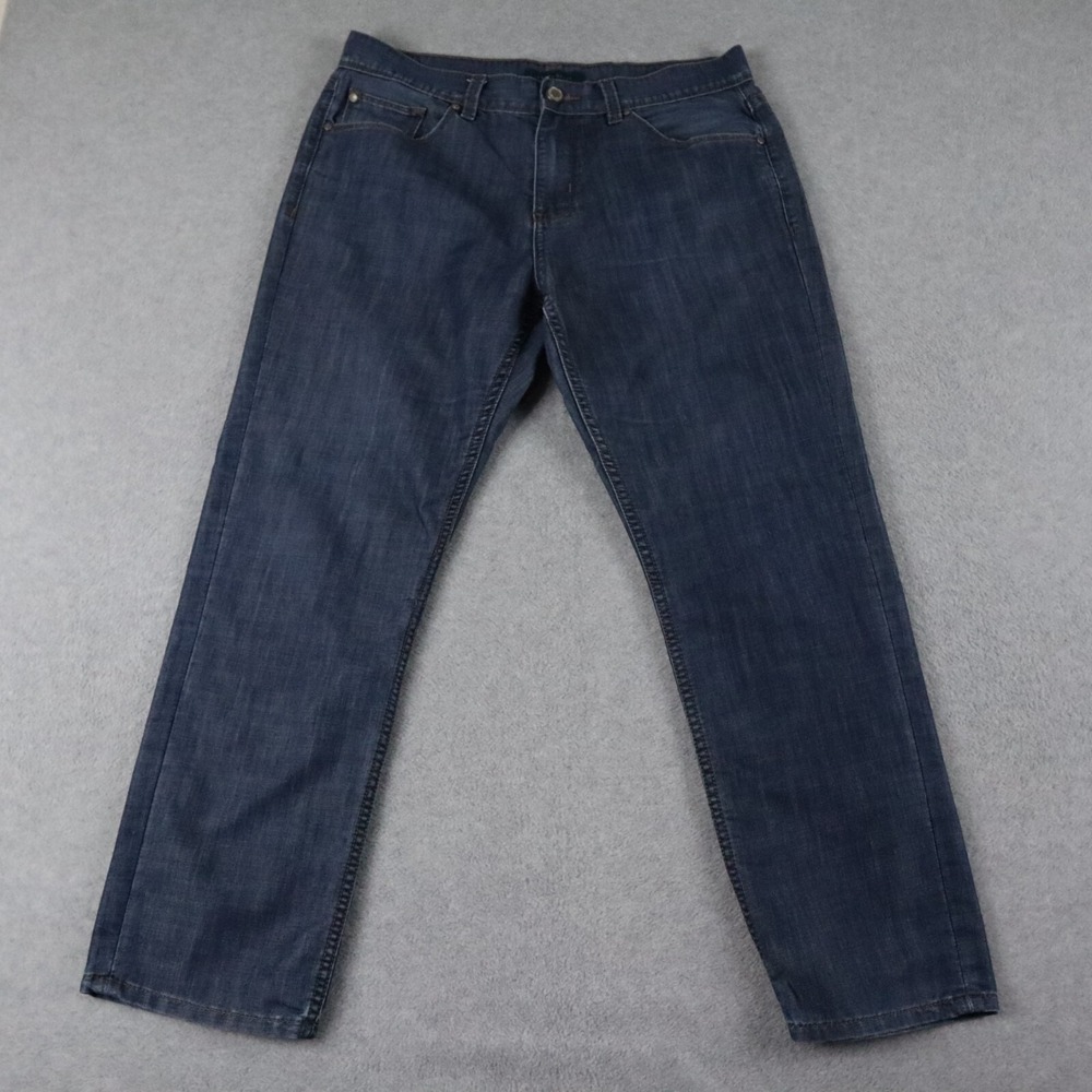 Perry Ellis Jeans Mens 34x30‎ Slim Fit Straight Leg 5-Pocket Denim Blue
